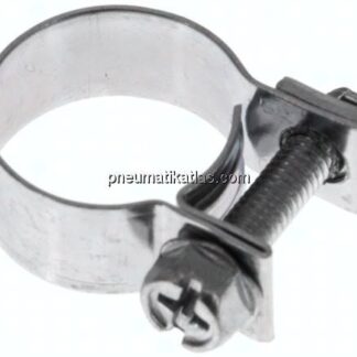9mm Mini-Schlauchschelle, 15 - 17mm, Stahl verzinkt (W1)