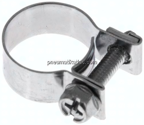 9mm Mini-Schlauchschelle, 15 - 17mm, Stahl verzinkt (W1)