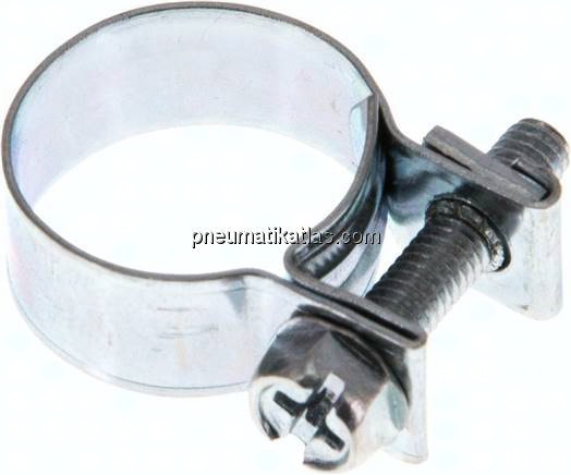 9mm Mini-Schlauchschelle, 16 - 18mm, Stahl verzinkt (W1)