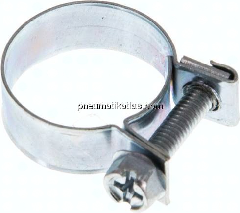9mm Mini-Schlauchschelle, 18 - 20mm, Stahl verzinkt (W1)
