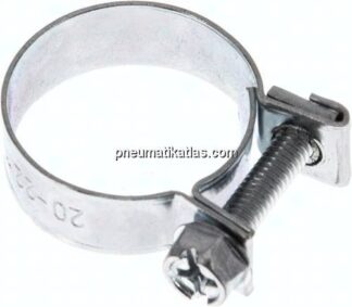 9mm Mini-Schlauchschelle, 20 - 22mm, Stahl verzinkt (W1)