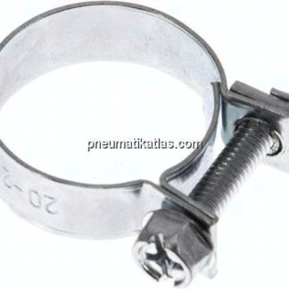 9mm Mini-Schlauchschelle, 20 - 22mm, Stahl verzinkt (W1)