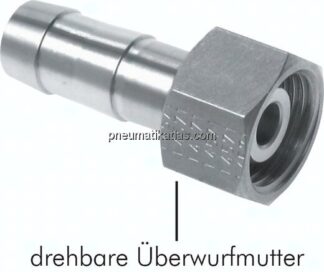 Schlauchtülle, mit Mutter G 1/8"-4mm, Messing vernickelt