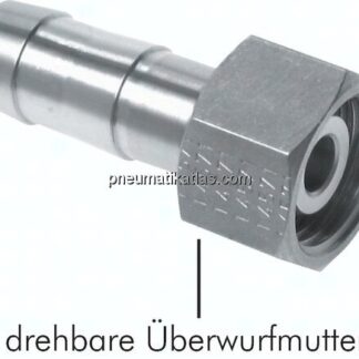 Schlauchtülle, mit Mutter G 1/8"-4mm, Messing vernickelt