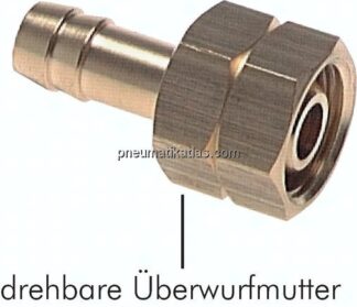 Schlauchtülle, m.Mutter(links) G 1/4" LH-4mm, Messing