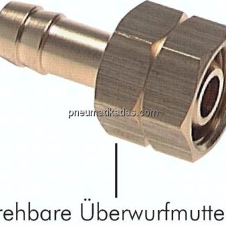 Schlauchtülle, m.Mutter(links) G 1/4" LH-4mm, Messing