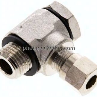 Winkel-Schwenkverschraubung G 1/4"-6 LL (M10x1), Messing vernickelt