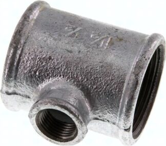 T-Stück Rp 1-1/2"-Rp 1/2"-Rp 1-1/2" (IG), Temperguss verzinkt