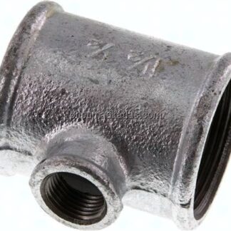 T-Stück Rp 1-1/2"-Rp 1/2"-Rp 1-1/2" (IG), Temperguss verzinkt
