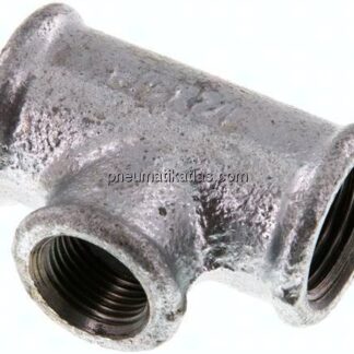 T-Stück Rp 1/2"-Rp 3/8"-Rp 1/2" (IG), Temperguss verzinkt