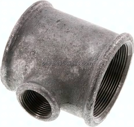 T-Stück Rp 2-1/2"-Rp 1"-Rp 2-1/2" (IG), Temperguss verzinkt