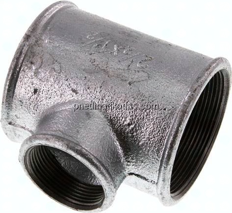 T-Stück Rp 2-1/2"-Rp 1-1/2"-Rp 2-1/2" (IG), Temperguss verzinkt