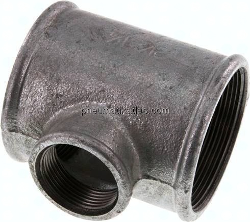 T-Stück Rp 2-1/2"-Rp 1-1/4"-Rp 2-1/2" (IG), Temperguss verzinkt