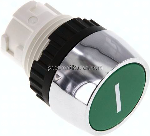 Betätigeraufsatz 22mm, Drucktaster (grün mit weißem Strich)