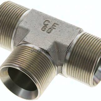 T-Stück, 60°Konus G 1-1/2"-G 1-1/2"-G 1-1/2" (AG), Stahl verzinkt