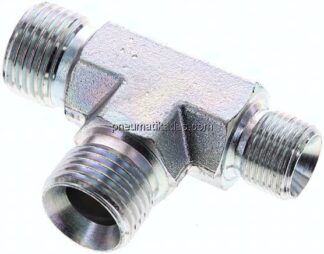 T-Stück, 60°Konus G 1/2"-G 1/2"-G 3/8" (AG), Stahl verzinkt