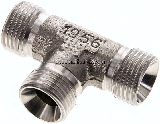 T-Stück, 60°Konus G 1/2"-G 1/2"-G 1/2" (AG), V4A
