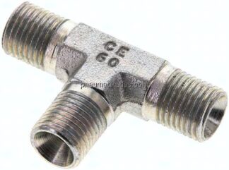 T-Stück, 60°Konus G 1/4"-G 1/4"-G 1/4" (AG), Stahl verzinkt