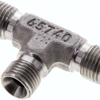 T-Stück, 60°Konus G 1/4"-G 1/4"-G 1/4" (AG), V4A