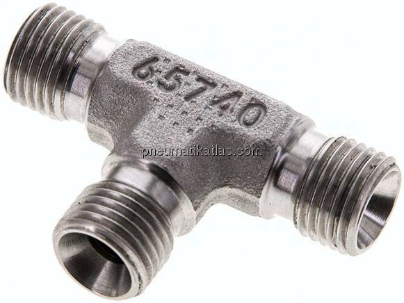 T-Stück, 60°Konus G 1/4"-G 1/4"-G 1/4" (AG), V4A
