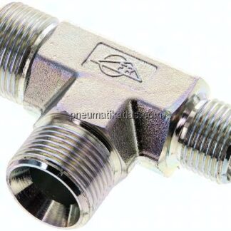 T-Stück, 60°Konus G 3/4"-G 3/4"-G 1/2" (AG), Stahl verzinkt