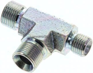 T-Stück, 60°Konus G 3/8"-G 3/8"-G 1/4" (AG), Stahl verzinkt