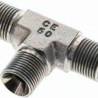 T-Stück, 60°Konus G 3/8"-G 3/8"-G 3/8" (AG), Stahl verzinkt