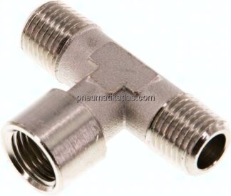 T-Stück R 1/4" (AG)-G 1/4" (IG), Messing vernickelt