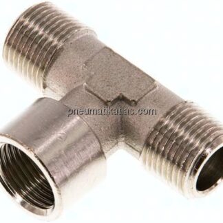 T-Stück R 3/8" (AG)-G 3/8" (IG), Messing vernickelt