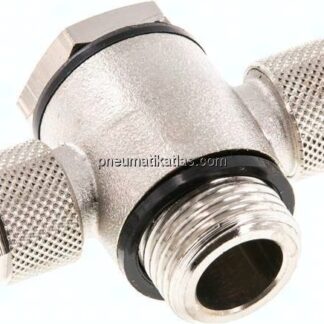 T-Verschraubung G 1/2"-12x10mm, Messing vernickelt, Hohlschraube