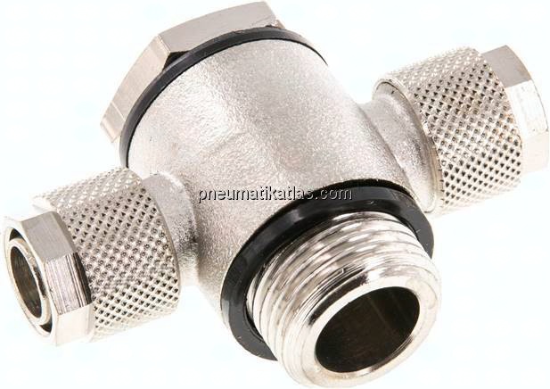 T-Verschraubung G 1/2"-12x10mm, Messing vernickelt, Hohlschraube