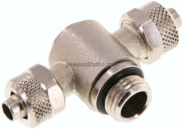 T-Verschraubung G 1/4"-8x6mm, Messing vernickelt, Innenskt.