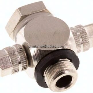 T-Verschraubung G 1/8"-4,3x3mm, Messing vernickelt, Hohlschraube