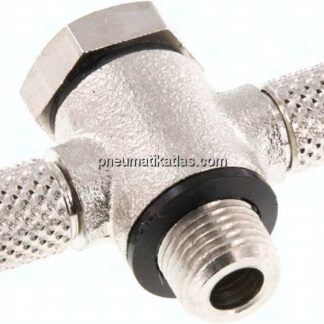T-Verschraubung G 1/8"-5x3mm, Messing vernickelt, Hohlschraube