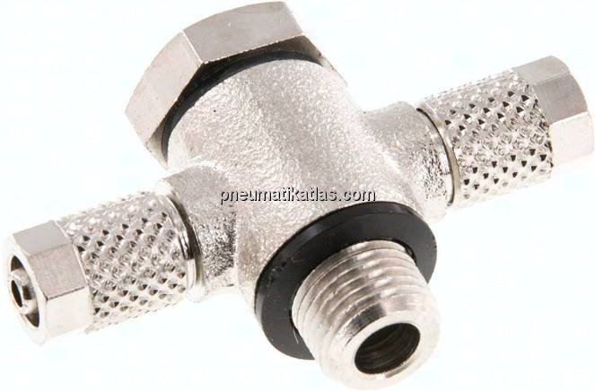 T-Verschraubung G 1/8"-5x3mm, Messing vernickelt, Hohlschraube