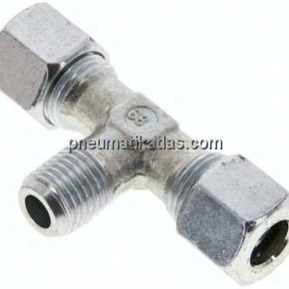 T-Schneidringverschraubung M 14x1,5 (konisch)-10 L (M16x1,5), Stahl verzinkt
