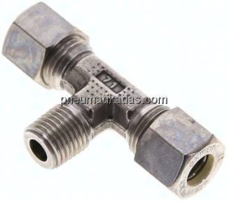 T-Schneidringverschraubung M 14x1,5 (konisch)-10 L (M16x1,5), Klemmring 1.4571 (NC)