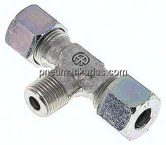 T-Schneidringverschraubung M 16x1,5 (konisch)-10 S (M18x1,5), Stahl verzinkt