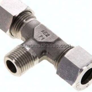 T-Schneidringverschraubung M 16x1,5 (konisch)-12 L (M18x1,5), 1.4571