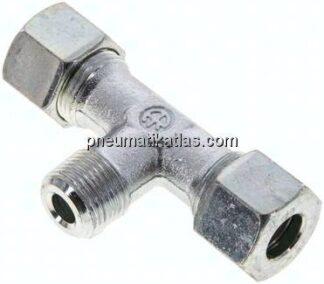 T-Schneidringverschraubung M 18x1,5 (konisch)-12 S (M20x1,5), Stahl verzinkt