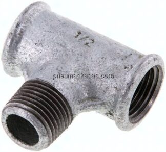T-Einschraubstück Rp 1/2"(IG)-R 1/2"(AG), Temperguss verzinkt
