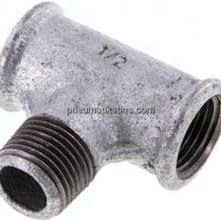 T-Einschraubstück Rp 1/2"(IG)-R 1/2"(AG), Temperguss verzinkt