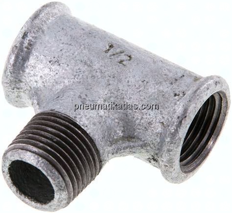 T-Einschraubstück Rp 1/2"(IG)-R 1/2"(AG), Temperguss verzinkt