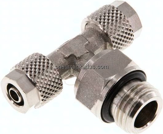 T-Drehverschraubung G 1/4"-6x4mm, Messing vernickelt