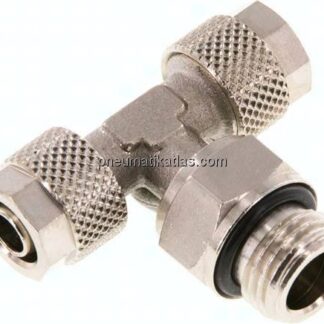 T-Drehverschraubung G 1/4"-8x6mm, Messing vernickelt