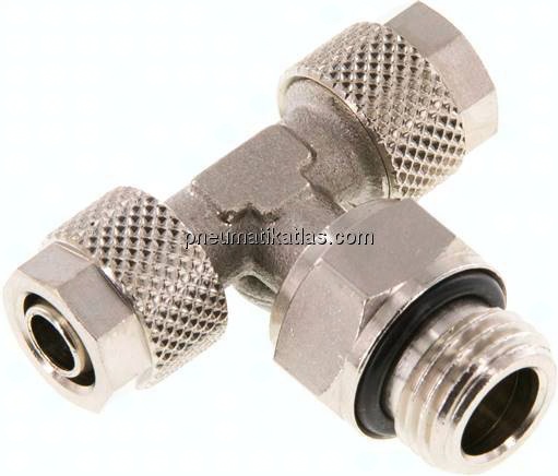 T-Drehverschraubung G 1/4"-8x6mm, Messing vernickelt