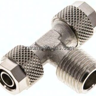 T-Verschraubung R 1/4"-8x6mm, Messing vernickelt