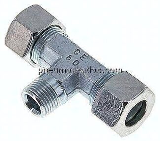 T-Schneidringverschraubung M 18x1,5 (konisch)-15 L (M22x1,5), Stahl verzinkt