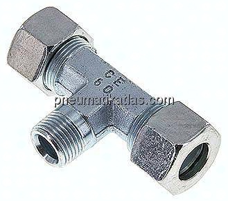 T-Schneidringverschraubung M 18x1,5 (konisch)-15 L (M22x1,5), Stahl verzinkt