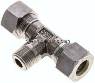T-Schneidringverschraubung M 18x1,5 (konisch)-15 L (M22x1,5), Klemmring 1.4571 (NC)
